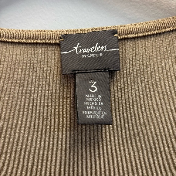 Chico's 3 (XL) Sierra Top Studded Tunic Beige Short Sleeve Asymmetrical - Picture 4 of 11